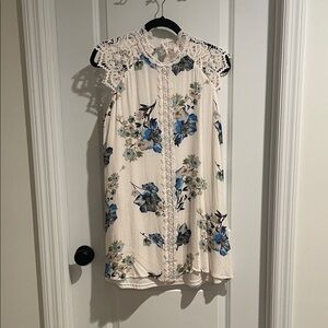 Altar'd State Cream and Blue Floral Dress